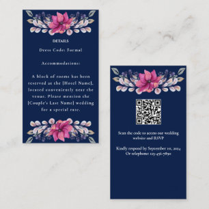 Fuchsia Pink Navy Details Enclosure RSVP QR Code Card
