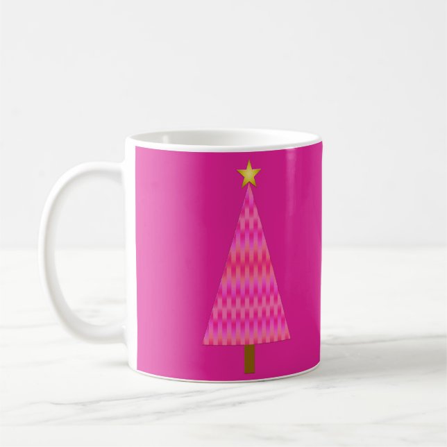 Fuchsia Pink Ombre modern Christmas tree Coffee Mug (Left)