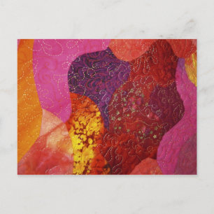 Fuchsia Pink Orange and Purple Quilt Postcard