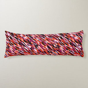 Fuchsia pink, orange, black and white camo body cushion