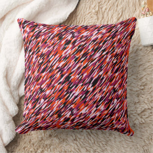 Fuchsia pink, orange, black and white camo cushion