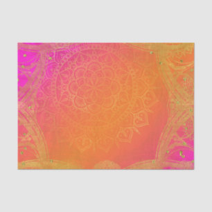 Fuchsia Pink Orange & Gold Indian Mandala Glam Tissue Paper