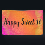 Fuchsia Pink Orange & Gold Indian Mandala Party Banner<br><div class="desc">Customise however you like</div>
