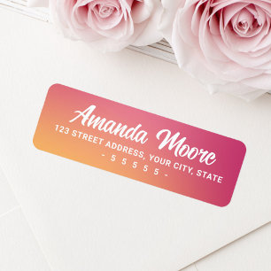 Fuchsia pink orange gradient modern return address
