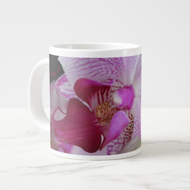 Fuchsia Pink Orchid Large Coffee Mug (Front Left)