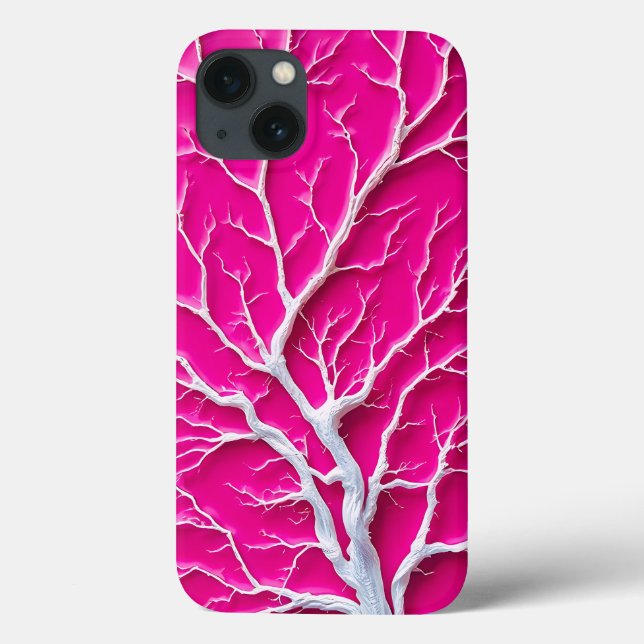 Fuchsia Pink Organic Branch iPhone Case Women (Back)