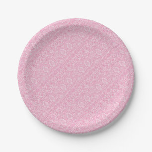 Fuchsia Pink Pineapple Victorian Vintage Damask Paper Plate