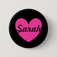 Fuchsia pink polka hearts on black