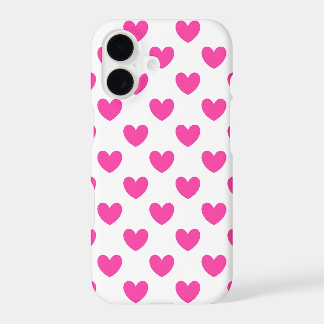 Fuchsia pink polka hearts on white (Back)