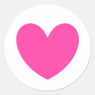 Fuchsia pink polka hearts on white classic round sticker