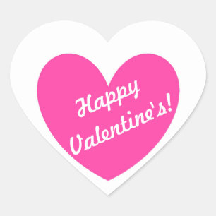 Fuchsia pink polka hearts on white heart sticker
