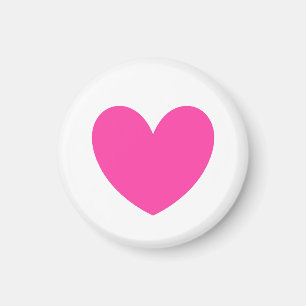 Fuchsia pink polka hearts on white magnet