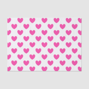 Fuchsia pink polka hearts on white tissue paper