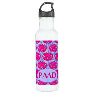 Fuchsia Pink Purple Art Nouveau Damask Monogram 710 Ml Water Bottle