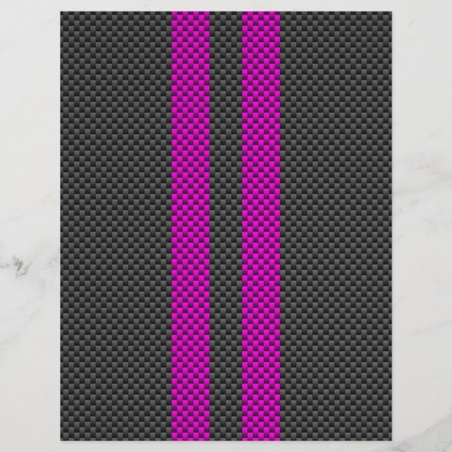 Fuchsia Pink Racing Stripes in Carbon Fibre Style Flyer (Front)
