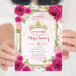 Fuchsia Pink Roses Charra Mis Quince Invitation<br><div class="desc">Fuchsia Pink Roses Charra Mis Quince Invitation
Mis Quince Anos,  15th Birthday, </div>