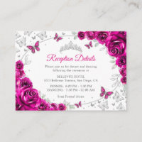 Fuchsia Pink Silver Quinceanera Reception Details