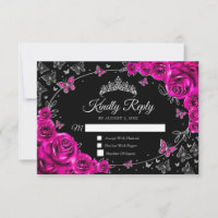 Fuchsia Pink Silver Quinceanera Reply