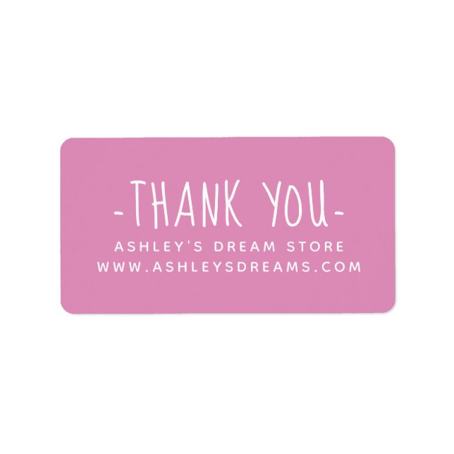 Fuchsia Pink Small Business Thank You Label (Front)