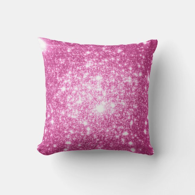 Fuchsia Pink Stars Pillow (Front)