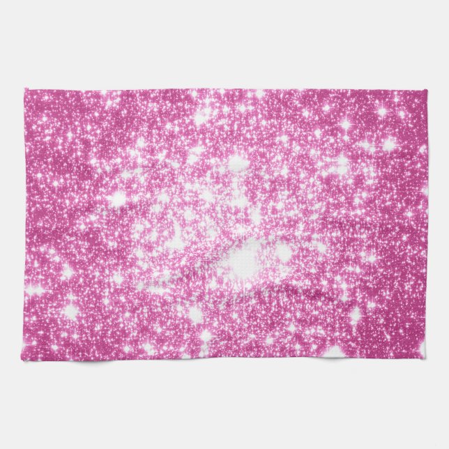 Fuchsia Pink Stars Tea Towel (Horizontal)