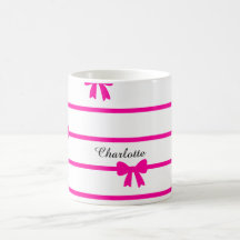 Fuchsia pink stripes coquette bows