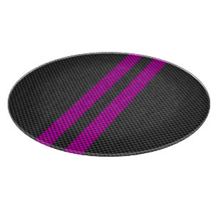 Fuchsia Pink Stripes in Carbon Fibre Style Cutting Board