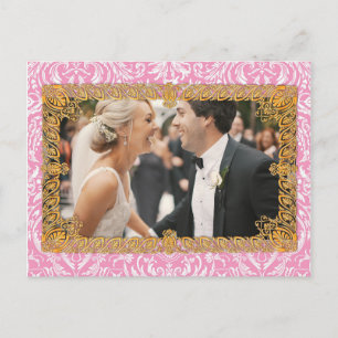 Fuchsia Pink Victorian Vintage Damask Frame Postcard