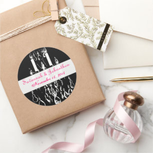 Fuchsia Pink Vintage Chandeliers  Wedding Stickers