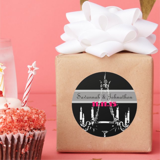 Fuchsia Pink Vintage Chandeliers  Wedding Stickers (Party)