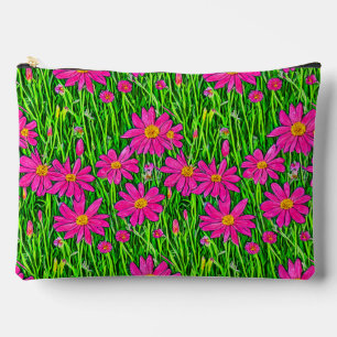 Fuchsia Pink Wildflowers in a Field Accessory Pouch