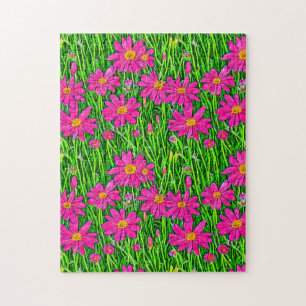 Fuchsia Pink Wildflowers in a Field Jigsaw Puzzle