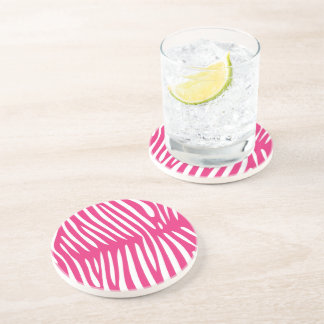 Fuchsia & Pink Zebra Skin Change Background Color Coaster