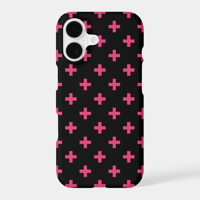 Fuchsia polka crosses on black (Back)