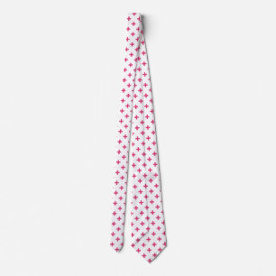 Fuchsia polka crosses on white tie