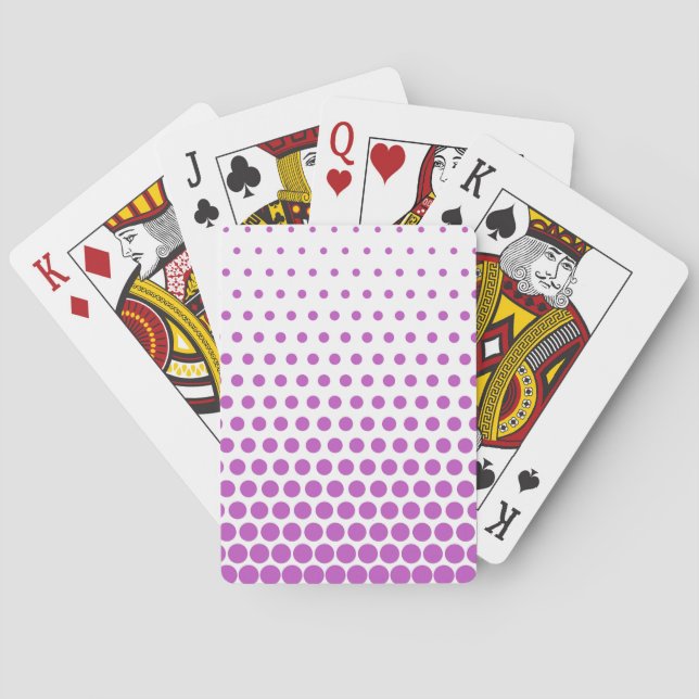 Fuchsia Polka Dot Modern White Playing Cards (Back)