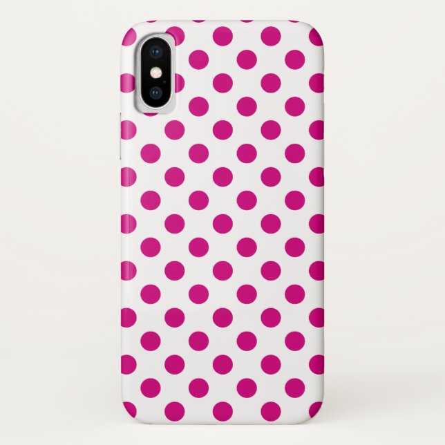 Fuchsia polka dots Case-Mate iPhone case (Back)