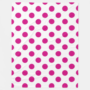 Fuchsia polka dots fleece blanket