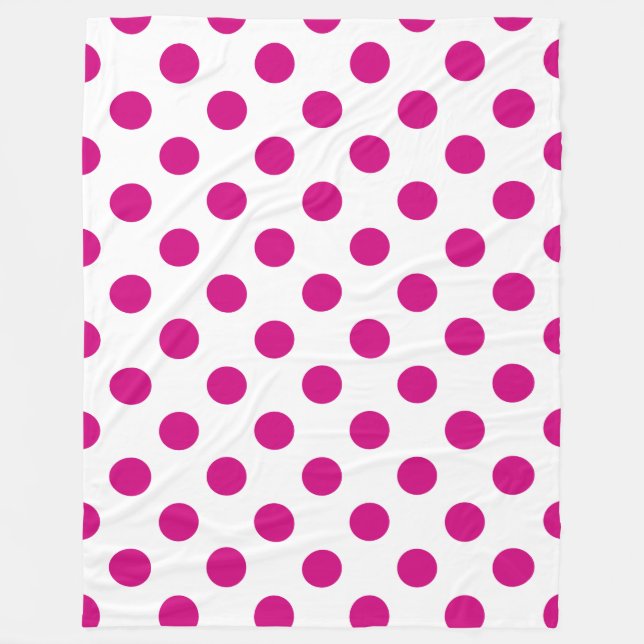 Fuchsia polka dots fleece blanket (Front)