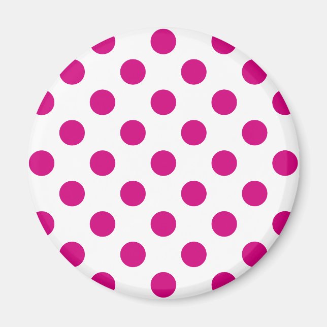 Fuchsia polka dots magnet (Front)