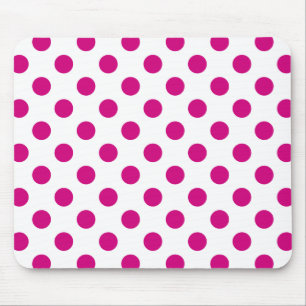 Fuchsia polka dots mouse mat