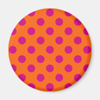 Fuchsia polka dots on orange