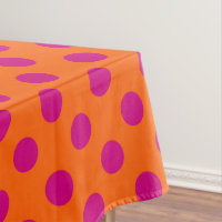Fuchsia polka dots on orange
