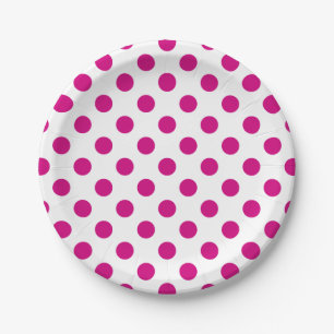 Fuchsia polka dots paper plate