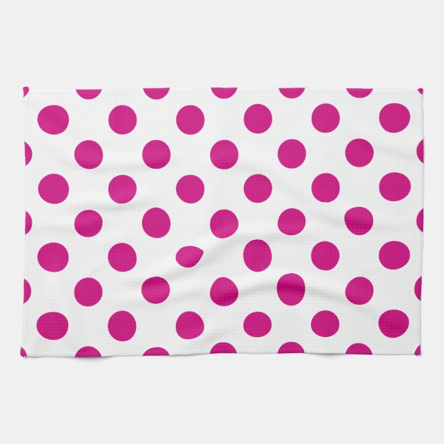 Fuchsia polka dots tea towel (Horizontal)