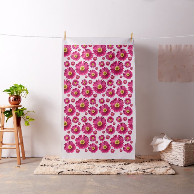 Fuchsia Pop Daisy Pattern Fabric (In Situ)
