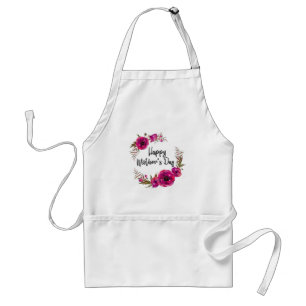 Fuchsia Poppies Floral Wreath Happy Mother's Day Standard Apron
