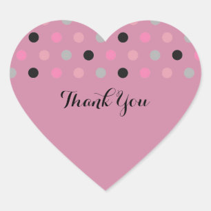 Fuchsia Pretty Polka Dots Thank You Heart Sticker