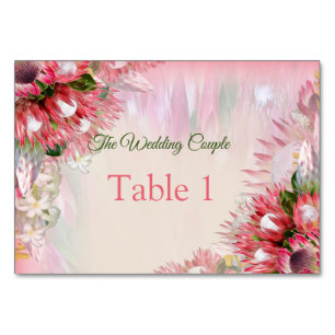 Fuchsia  Protea's - Blush & Gold Table cards