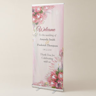 Fuchsia Protea's - Cream Retractable Banner